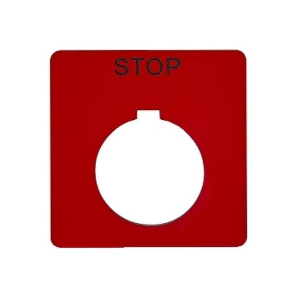 Push button 30 mm legend plate - Marked "STOP" - Schneider Electric - 9001KN102RP