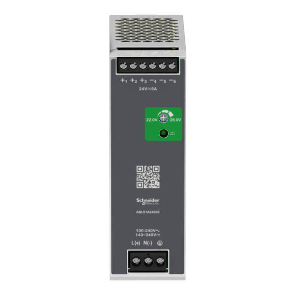 Regulated Power Supply, 100-240V AC, 24V 5 A, single phase, Optimized - Schneider Electric - ABLS1A24050