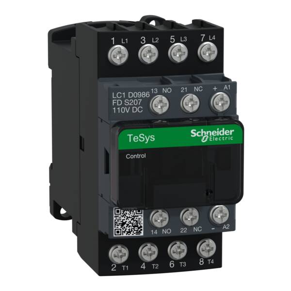 TeSys D contactor S207 - 4P (2NO+2NC) AC-1 20A <=440V - coil 110V DC - Schneider Electric - LC1D0986FDS207