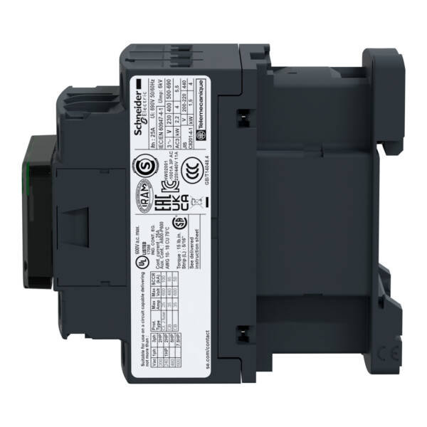 TeSys D contactor - 3P(3 NO) - AC-3 - <= 440 V 9 A - 120 V AC coil - Schneider Electric - LC1D09G7