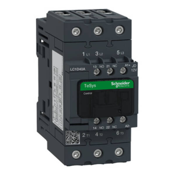 TeSys D contactor - 3P(3 NO) - AC-3 - <= 440 V 40 A - 12 V DC standard coil - Schneider Electric - LC1D40AJD