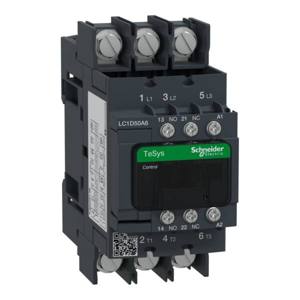 TeSys D contactor - 3P(3 NO) - AC-3 - <= 440 V 50 A - 110 V AC 50/60 Hz coil - Schneider Electric - LC1D50A6F7