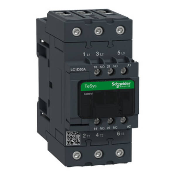 TeSys D contactor - 3P(3 NO) - AC-3 - <= 440 V 50 A - 220 V AC 50/60 Hz coil - Schneider Electric - LC1D50AM7