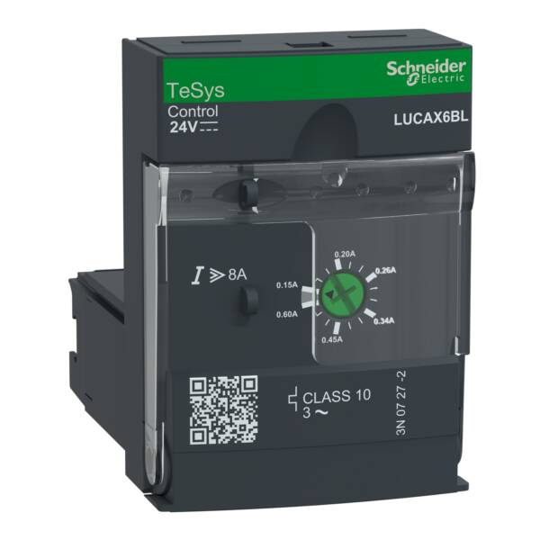 Standard control unit, TeSys U, 0.15-0.6A, 3P motors, thermal magnetic protection, class 10, coil 24V DC - Schneider Electric - LUCAX6BL
