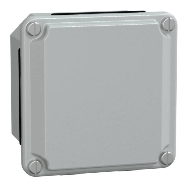 Metal industrial box - low plain cover - H85xW85xD49 - IP55 - grey RAL 7035 - Schneider Electric - NSYDBN88