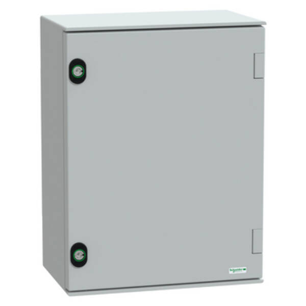 wall-mounting encl. polyester monobloc IP66 H430xW330xD200mm+metal mount.plate - Schneider Electric - NSYPLM43PG