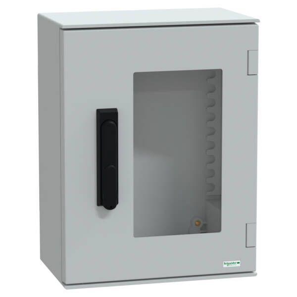 wall-mounting encl. polyester monobloc IP66 430x330x200mm 3p.lock glazed door - Schneider Electric - NSYPLM43TVG