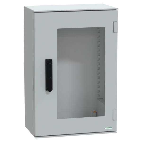 wall-mounting encl. polyester monobloc IP66 647x436x250mm 3p.lock glazed door - Schneider Electric - NSYPLM64TVG