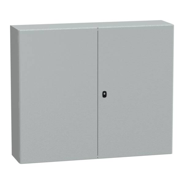"Wall mounted steel enclosure, PanelSeT S3D, double plain door, with mounting plate, 1000x1200x300mm, IP55, IK10" - Schneider Electric - NSYS3D101230DP
