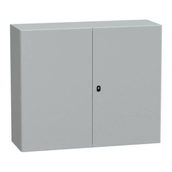 "Wall mounted steel enclosure, PanelSeT S3D, double plain door, without mounting plate, 1000x1200x400mm, IP55, IK10" - Schneider Electric - NSYS3D101240D