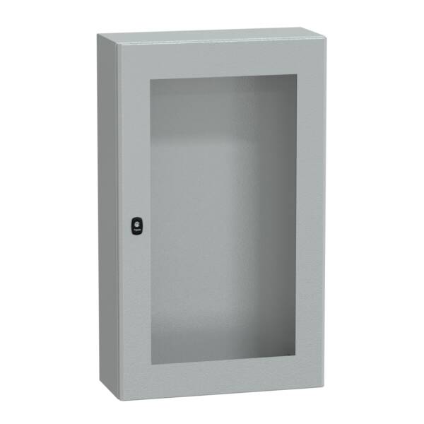 "Wall mounted steel enclosure, PanelSeT S3D, transparent door, without mounting plate, 1000x600x250mm, IP66, IK08" - Schneider Electric - NSYS3D10625T