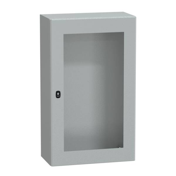 "Wall mounted steel enclosure, PanelSeT S3D, transparent door, without mounting plate, 1000x600x300mm, IP66, IK08" - Schneider Electric - NSYS3D10630T