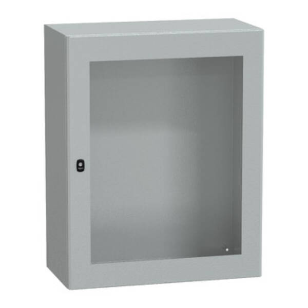 "Wall mounted steel enclosure, PanelSeT S3D, transparent door, without mounting plate, 1000x800x400mm, IP66, IK08" - Schneider Electric - NSYS3D10840T