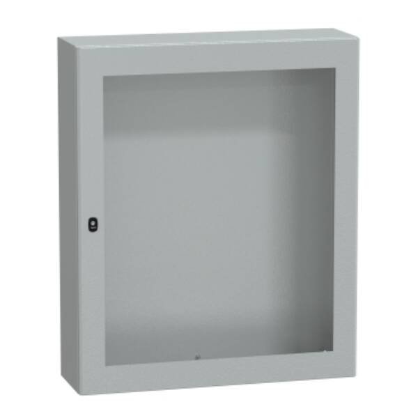 "Wall mounted steel enclosure, PanelSeT S3D, transparent door, without mounting plate, 1200x1000x300mm, IP66, IK08" - Schneider Electric - NSYS3D121030T