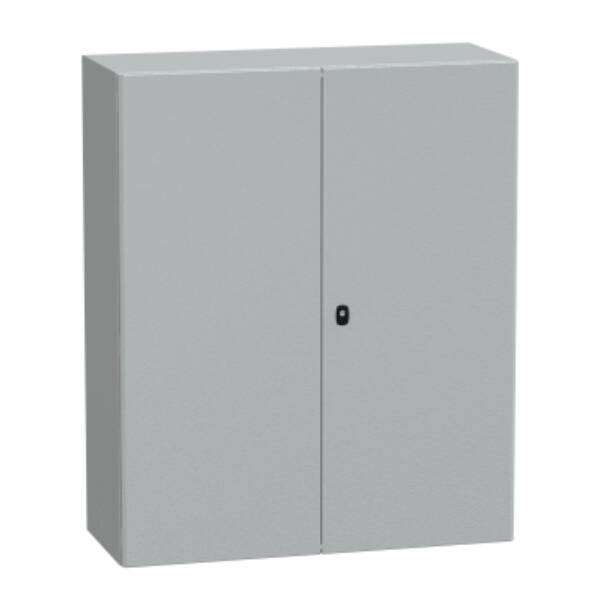 "Wall mounted steel enclosure, PanelSeT S3D, double plain door, with mounting plate, 1200x1000x400mm, IP55, IK10" - Schneider Electric - NSYS3D121040DP