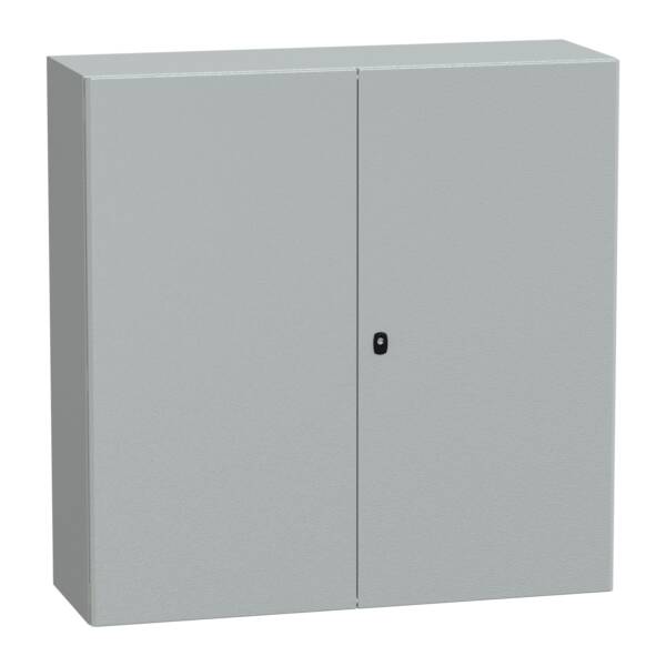 "Wall mounted steel enclosure, PanelSeT S3D, double plain door, without mounting plate, 1200x1200x400mm, IP55, IK10" - Schneider Electric - NSYS3D121240D