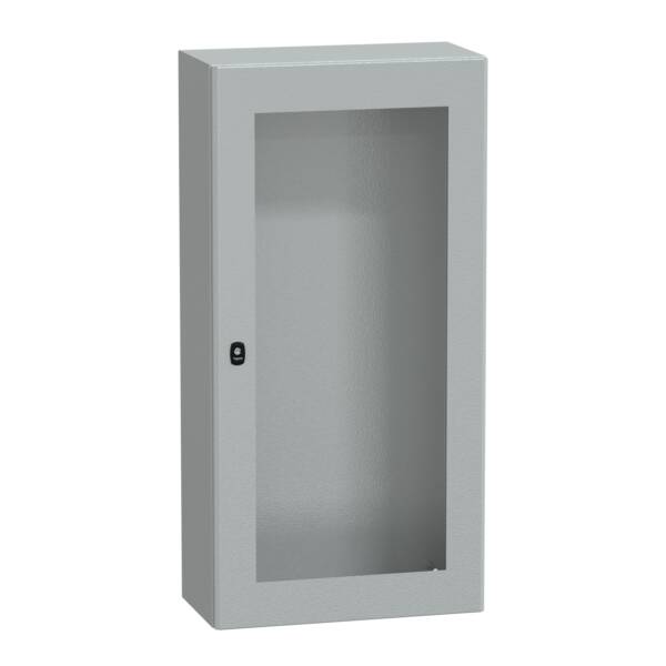"Wall mounted steel enclosure, PanelSeT S3D, transparent door, without mounting plate, 1200x600x300mm, IP66, IK08" - Schneider Electric - NSYS3D12630T