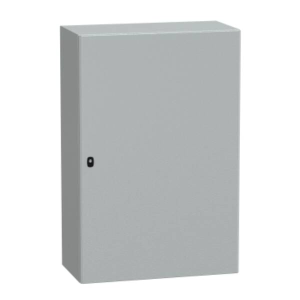 "Wall mounted steel enclosure, PanelSeT S3D, plain door, with mounting plate, 1200x800x400mm, IP66, IK10" - Schneider Electric - NSYS3D12840P