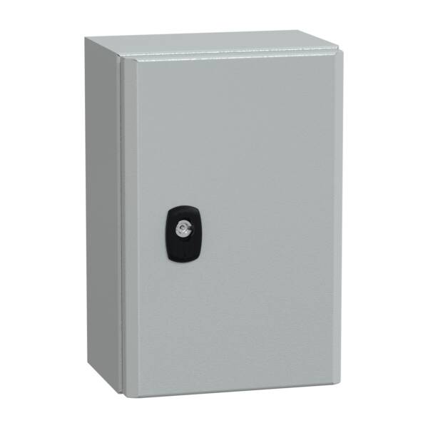 "Wall mounted steel enclosure, PanelSeT S3D, plain door, with mounting plate, 300x200x150mm, IP66, IK10" - Schneider Electric - NSYS3D3215P