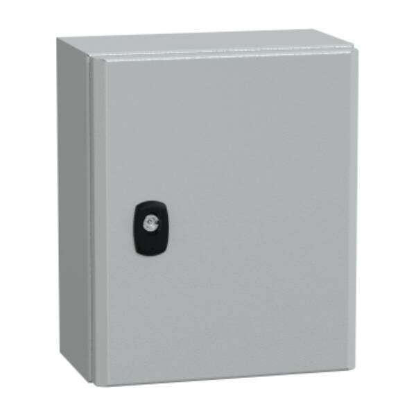 "Wall mounted steel enclosure, PanelSeT S3D, plain door, without mounting plate, 300x250x150mm, IP66, IK10" - Schneider Electric - NSYS3D32515