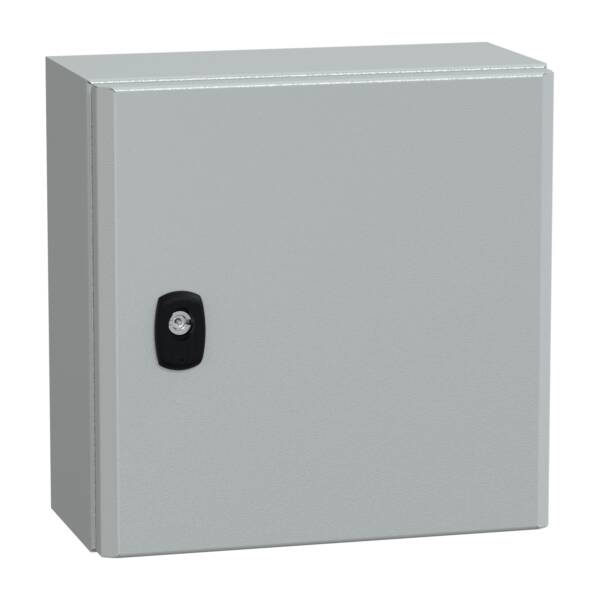 "Wall mounted steel enclosure, PanelSeT S3D, plain door, with mounting plate, 300x300x150mm, IP66, IK10" - Schneider Electric - NSYS3D3315P