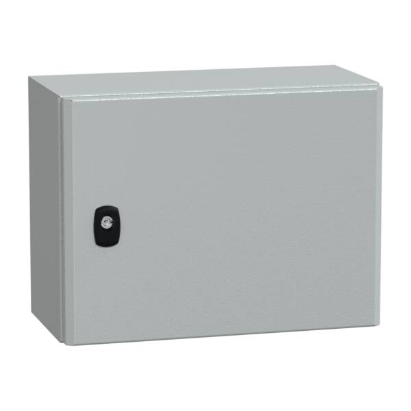 "Wall mounted steel enclosure, PanelSeT S3D, plain door, with mounting plate, 300x400x200mm, IP66, IK10" - Schneider Electric - NSYS3D3420P