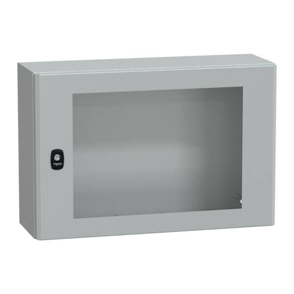 "Wall mounted steel enclosure, PanelSeT S3D, transparent door, without mounting plate, 400x600x200mm, IP66, IK08" - Schneider Electric - NSYS3D4620T