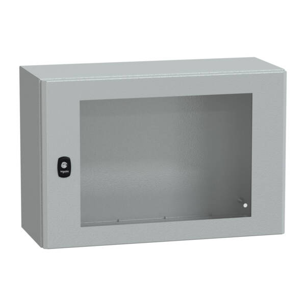 "Wall mounted steel enclosure, PanelSeT S3D, transparent door, without mounting plate, 400x600x250mm, IP66, IK08" - Schneider Electric - NSYS3D4625T