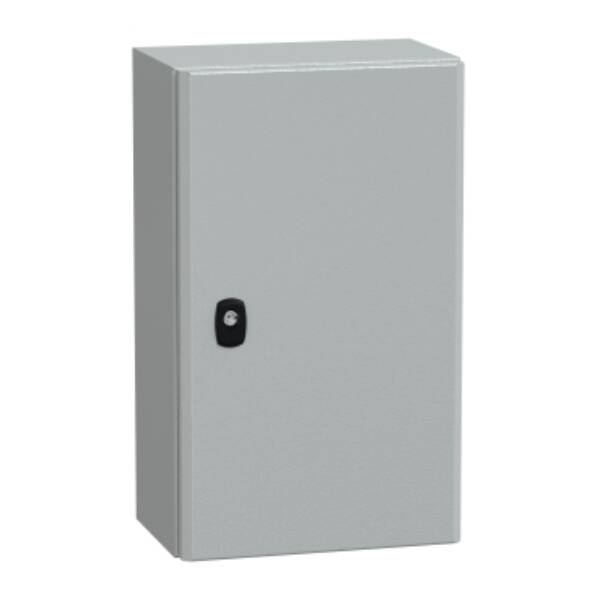 "Wall mounted steel enclosure, PanelSeT S3D, plain door, without mounting plate, 500x300x200mm, IP66, IK10" - Schneider Electric - NSYS3D5320