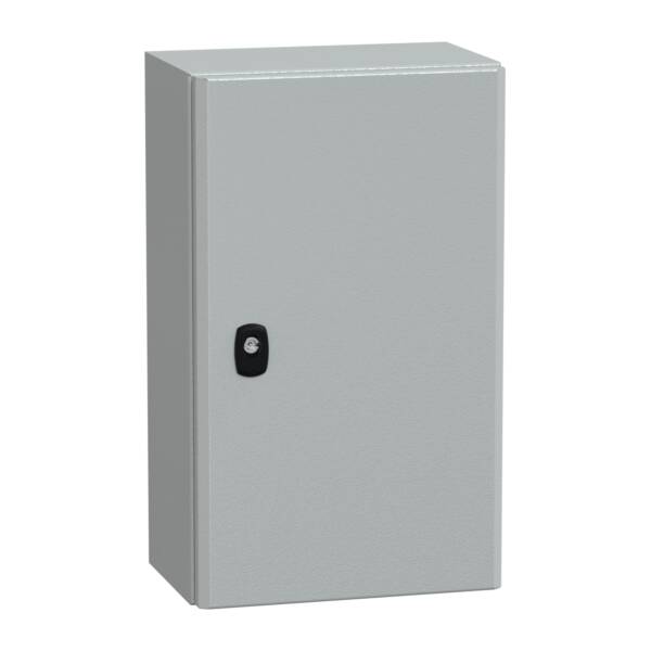 "Wall mounted steel enclosure, PanelSeT S3D, plain door, with mounting plate, 500x300x200mm, IP66, IK10" - Schneider Electric - NSYS3D5320P
