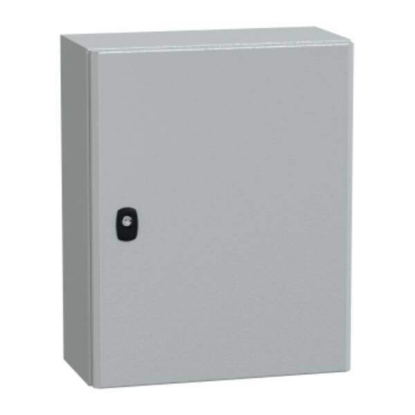 "Wall mounted steel enclosure, PanelSeT S3D, plain door, without mounting plate, 500x400x200mm, IP66, IK10" - Schneider Electric - NSYS3D5420