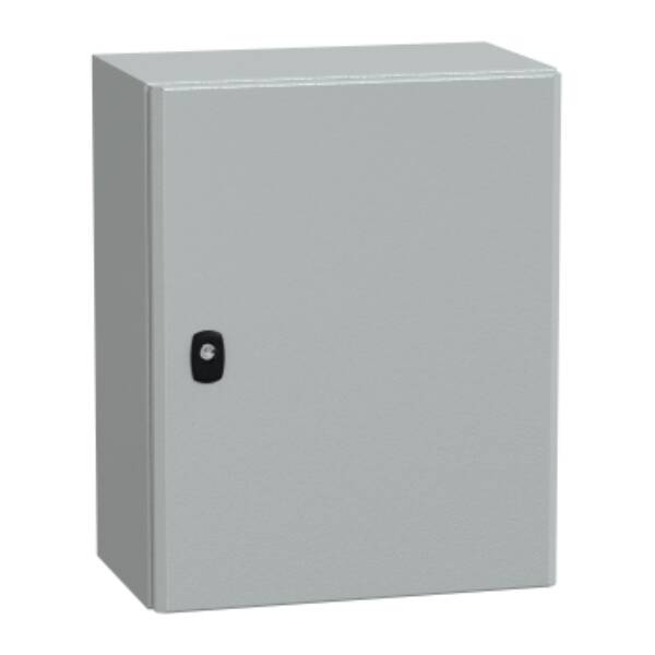 "Wall mounted steel enclosure, PanelSeT S3D, plain door, without mounting plate, 500x400x250mm, IP66, IK10" - Schneider Electric - NSYS3D5425