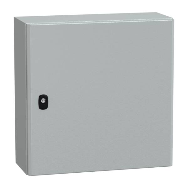"Wall mounted steel enclosure, PanelSeT S3D, plain door, with mounting plate, 500x500x200mm, IP66, IK10" - Schneider Electric - NSYS3D5520P