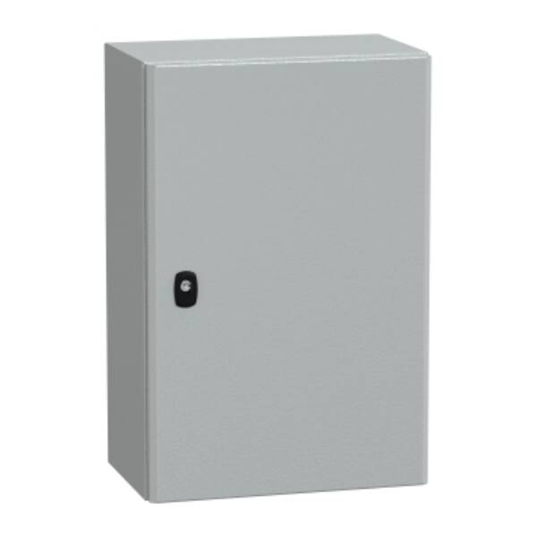 "Wall mounted steel enclosure, PanelSeT S3D, plain door, with mounting plate, 600x400x250mm, IP66, IK10" - Schneider Electric - NSYS3D6425P