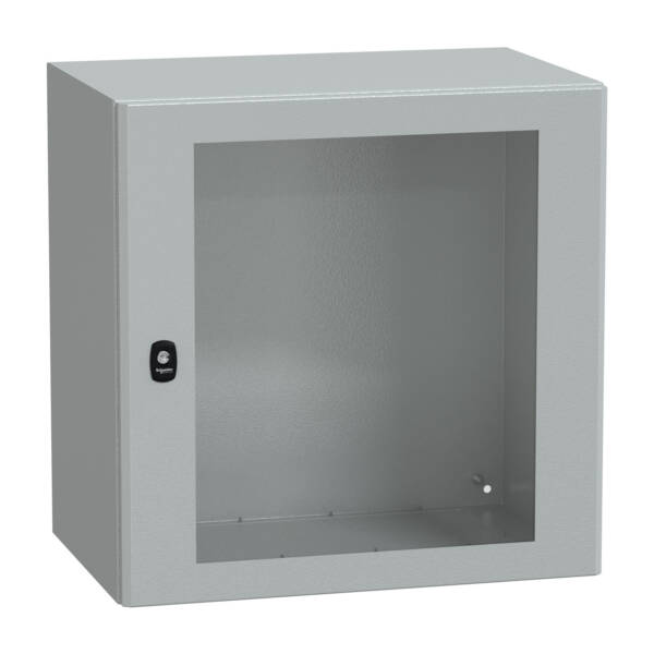 "Wall mounted steel enclosure, PanelSeT S3D, transparent door, without mounting plate, 600x600x400mm, IP66, IK08" - Schneider Electric - NSYS3D6640T