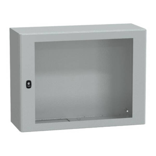 "Wall mounted steel enclosure, PanelSeT S3D, transparent door, without mounting plate, 600x800x300mm, IP66, IK08" - Schneider Electric - NSYS3D6830T