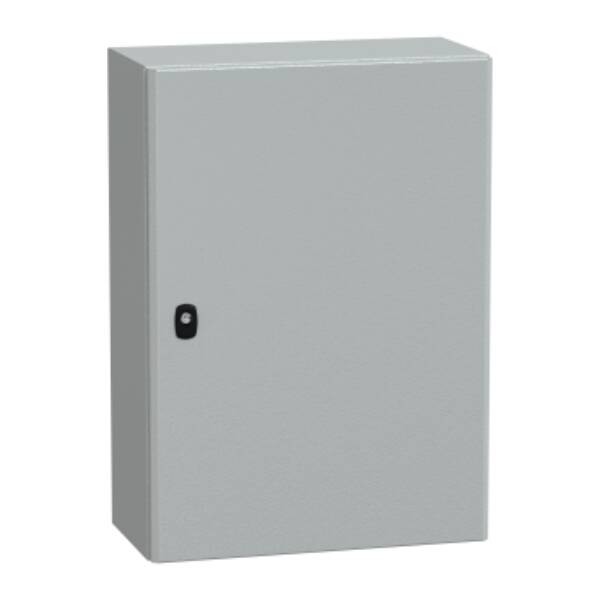 "Wall mounted steel enclosure, PanelSeT S3D, plain door, with mounting plate, 700x500x250mm, IP66, IK10" - Schneider Electric - NSYS3D7525P