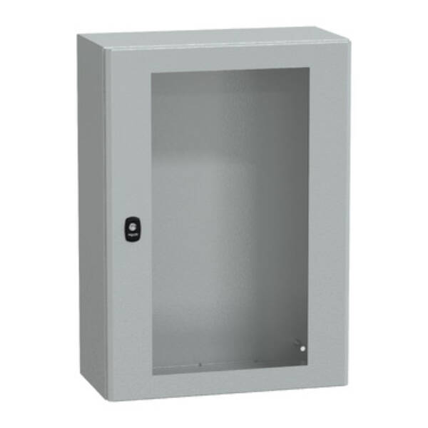 "Wall mounted steel enclosure, PanelSeT S3D, transparent door, without mounting plate, 700x500x250mm, IP66, IK08" - Schneider Electric - NSYS3D7525T