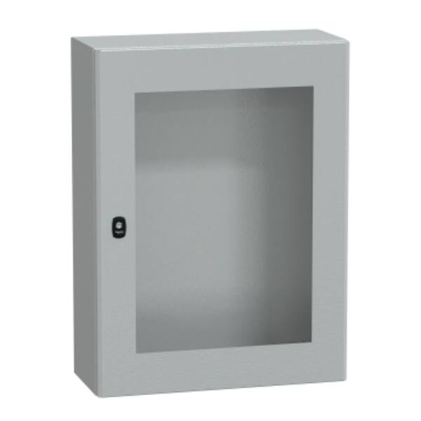 "Wall mounted steel enclosure, PanelSeT S3D, transparent door, without mounting plate, 800x600x250mm, IP66, IK08" - Schneider Electric - NSYS3D8625T