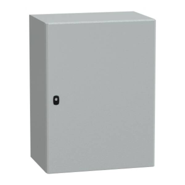"Wall mounted steel enclosure, PanelSeT S3D, plain door, with mounting plate, 800x600x400mm, IP66, IK10" - Schneider Electric - NSYS3D8640P