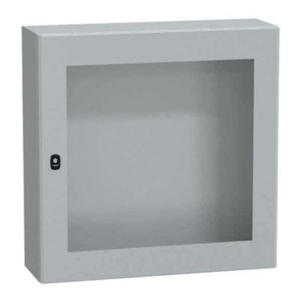 "Wall mounted steel enclosure, PanelSeT S3D, transparent door, without mounting plate, 800x800x250mm, IP66, IK08" - Schneider Electric - NSYS3D8825T