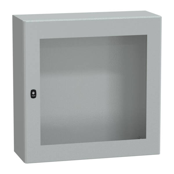 "Wall mounted steel enclosure, PanelSeT S3D, transparent door, without mounting plate, 800x800x300mm, IP66, IK08" - Schneider Electric - NSYS3D8830T
