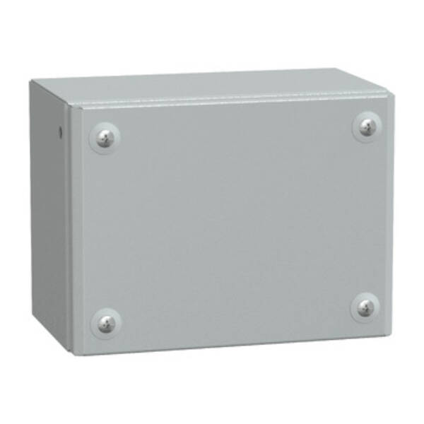 Metal industrial box plain door H150xW200xD120 IP66 IK10 RAL 7035 - Schneider Electric - NSYSBM152012