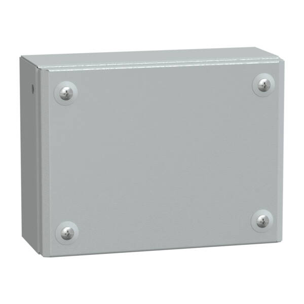 Metal industrial box plain door H150xW200xD80 IP66 IK10 RAL 7035 - Schneider Electric - NSYSBM15208