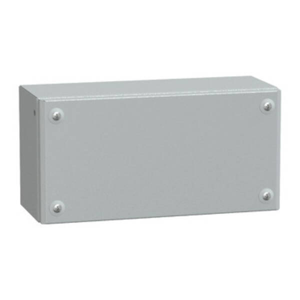Metal industrial box plain door H150xW300xD120 IP66 IK10 RAL 7035 - Schneider Electric - NSYSBM153012