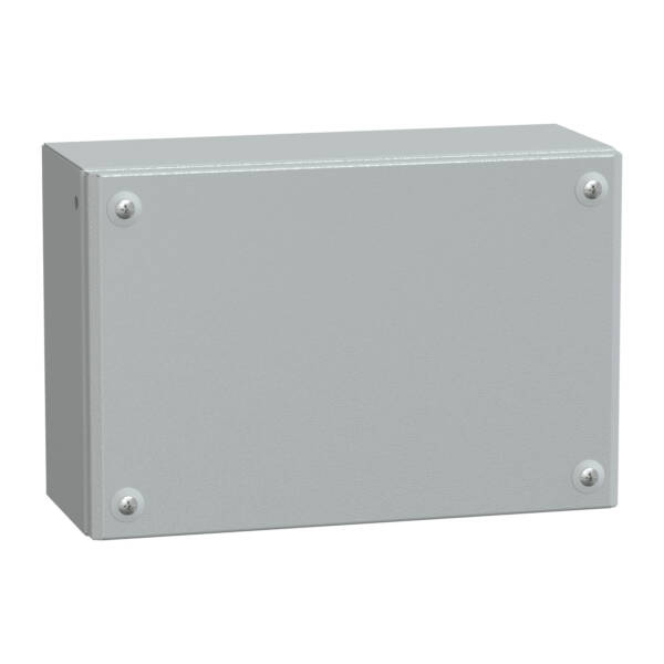 Metal industrial box plain door H200xW300xD120 IP66 IK10 RAL 7035 - Schneider Electric - NSYSBM203012