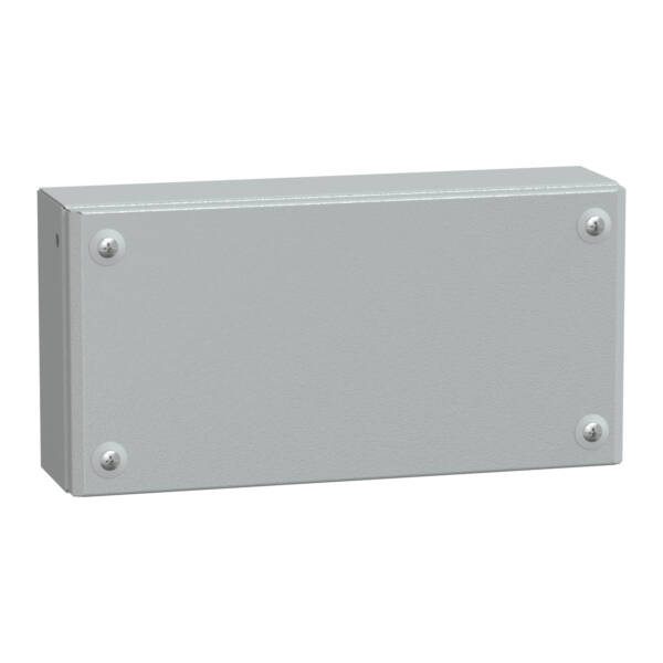 Metal industrial box plain door H200xW300xD80 IP66 IK10 RAL 7035 - Schneider Electric - NSYSBM20308
