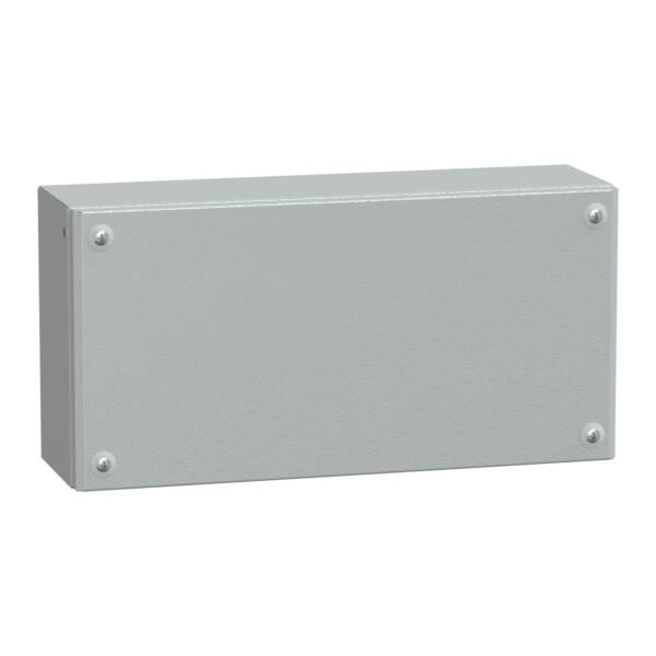 Metal industrial box plain door H200xW400xD120 IP66 IK10 RAL 7035 - Schneider Electric - NSYSBM204012