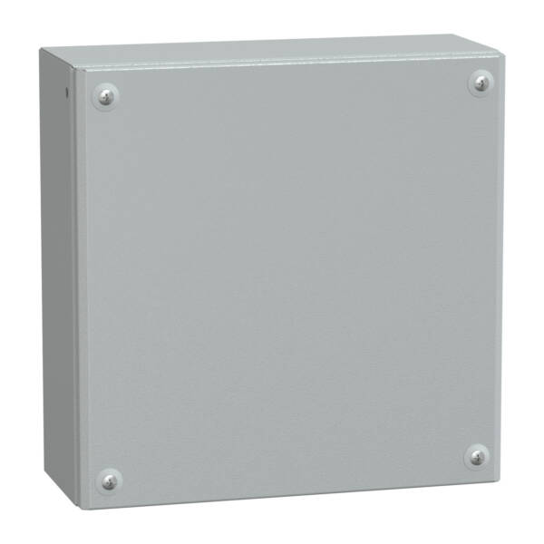 Metal industrial box plain door H300xW300xD120 IP66 IK10 RAL 7035 - Schneider Electric - NSYSBM303012