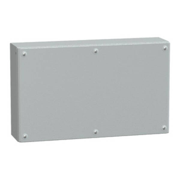 Metal industrial box plain door H300xW500xD120 IP66 IK10 RAL 7035 - Schneider Electric - NSYSBM305012